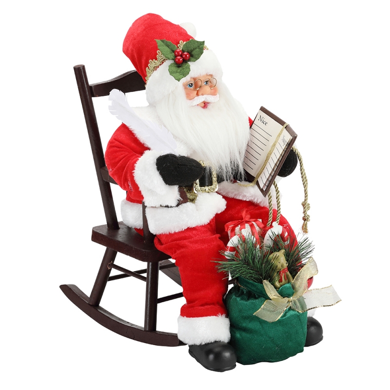 45cm Babbo Natale seduto sulla sedia che scrive e lettura book decorazione figurine collezione tessuto festival festival personalizzato oggetto