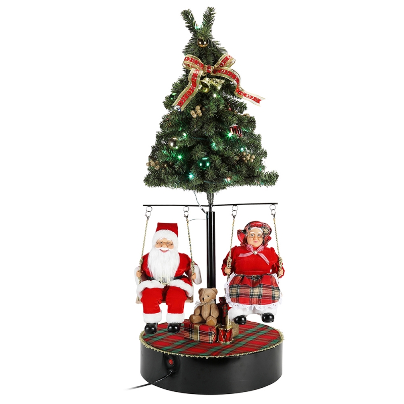 120 cm Natale Ruota l\'albero Babbo Natale con decorazione musicale decorazione festival figura figurina collezione tradizionale